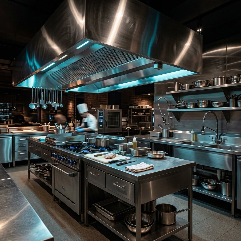 Equipamiento en acero inoxidable para comedor institucional y cafetería corporativa fabricado por Trazas Ingeniería en Pereira