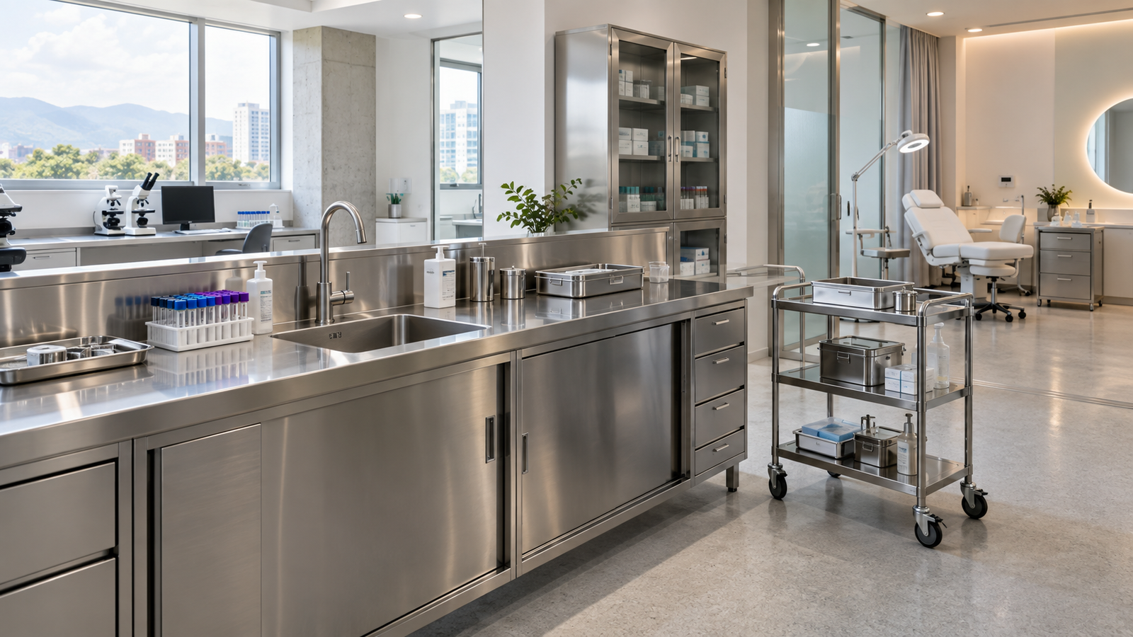 Muebles inox para laboratorios y centros est&eacute;ticos