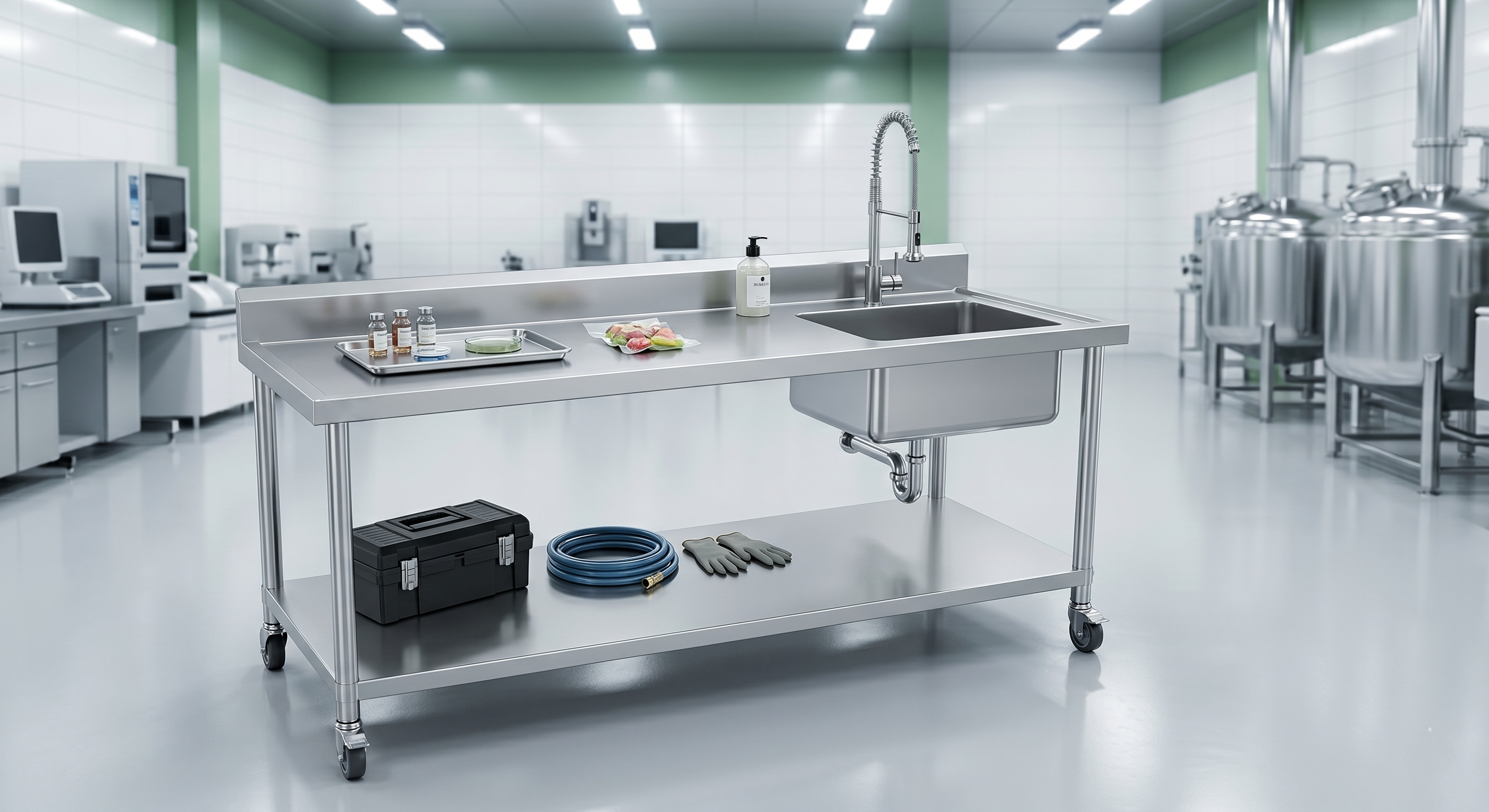 Mesa Inoxidable con Poceta Integrada